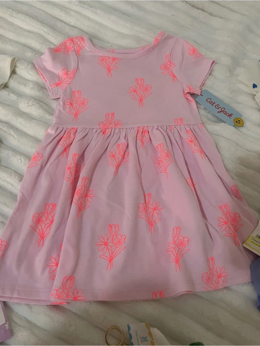 Pink Baby Dress and two t-shirt and two shorts for baby girls 3T is bundled